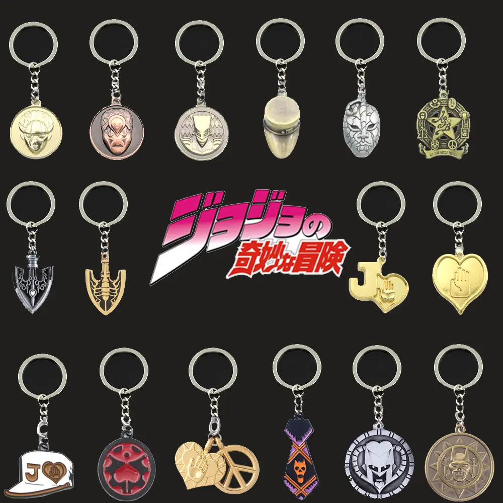 Anime JoJo Bizarre Adventure Keychains Killer Queen Higashikata Josuke Bow Arrow Pendant Keyring For Women Men Car Accessories