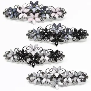 4Pcs/Set Elegant Sparkly Glitter Rhinestones Flowers Hairpins,Vintage French Style Hair Barrettes,Clips and Accessoires for Women,Christmas Party Gifts,Hand Tools Kits