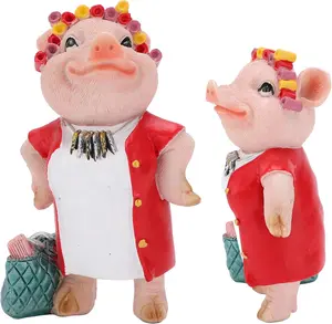 1 Piece Mini Resin Pig Figurines, Funny Small Pig Statue Desk Ornament Miniature Animal Figurines Resin Sculpture Table Decorations Brand: Cyrank