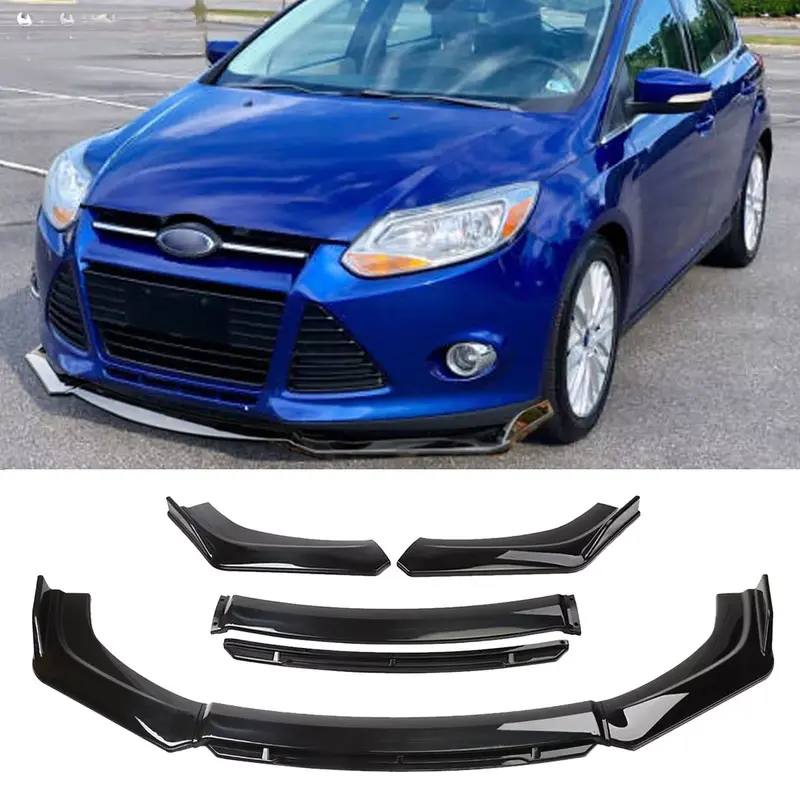 Gloss Black Front Bumper Lip Splitter Winglet Body Kit, Automotive Vehicle Accessory, Vehicle Exterior Decoration for Ford Focus 2012-2014 with Universal Fit Check, Sporty Winglet