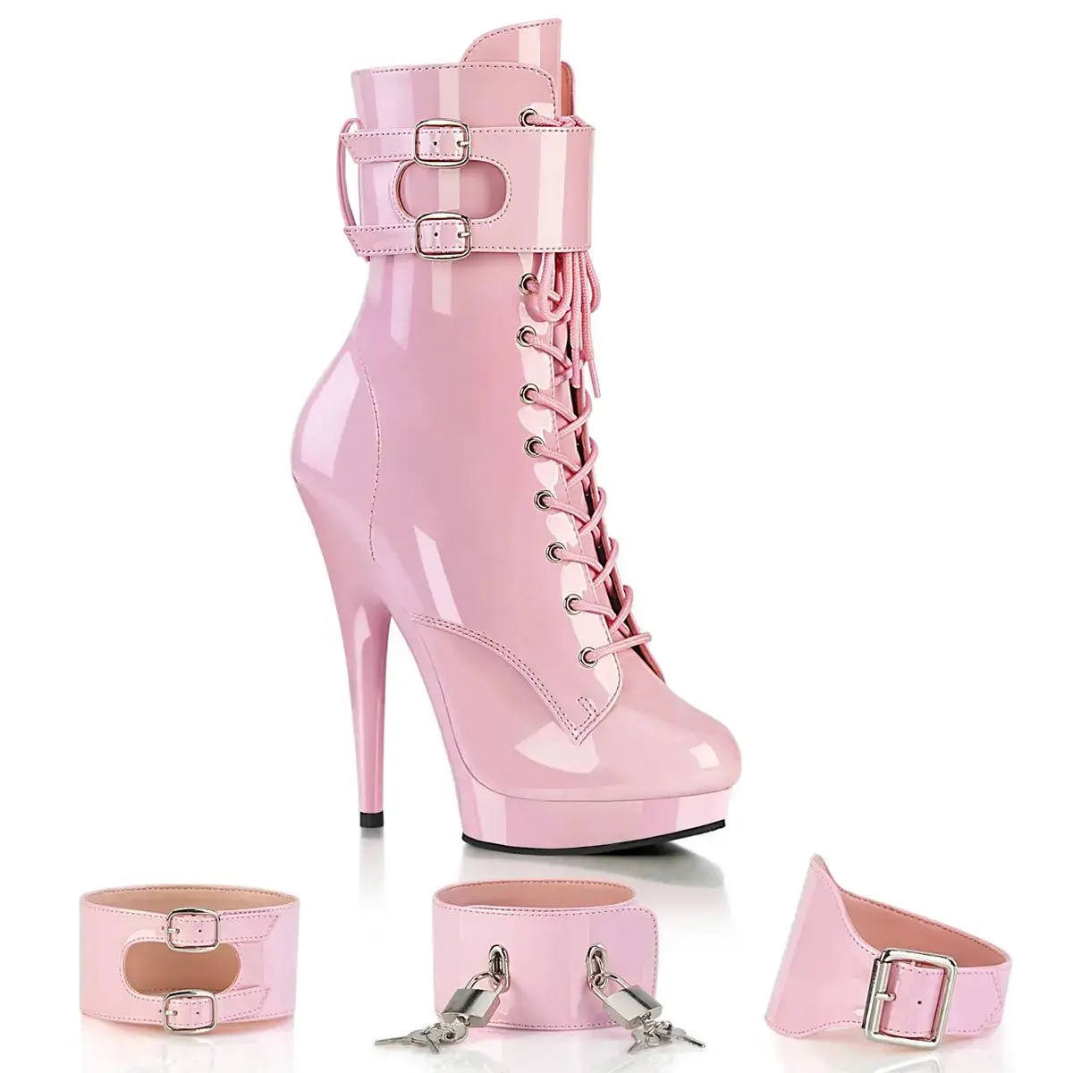 Fabulicious Sultry-1023 Women's Lace-Up Ankle Boot Baby Pink
