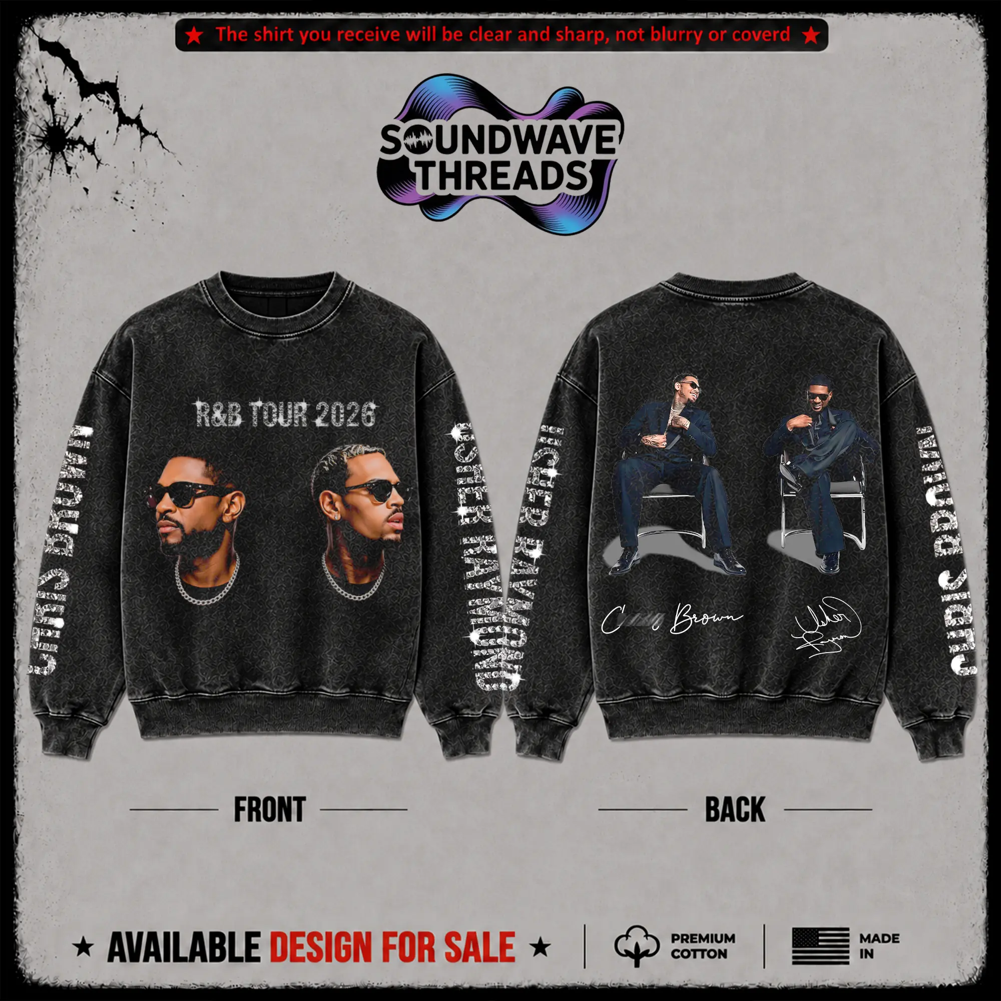 The R&B Tour 2026: Raymond & Brown 2 Ver Premium Acid Washed 100% Cotton Sweatshirt, R&B Music Duo Graphic Hoodie, Urban Hip Hop Soul Streetwear Crew-Neck Shirt, Concert Tour Merch, Gift for R&B Fans, Vintage Music Tee Cotton Casual Fabric