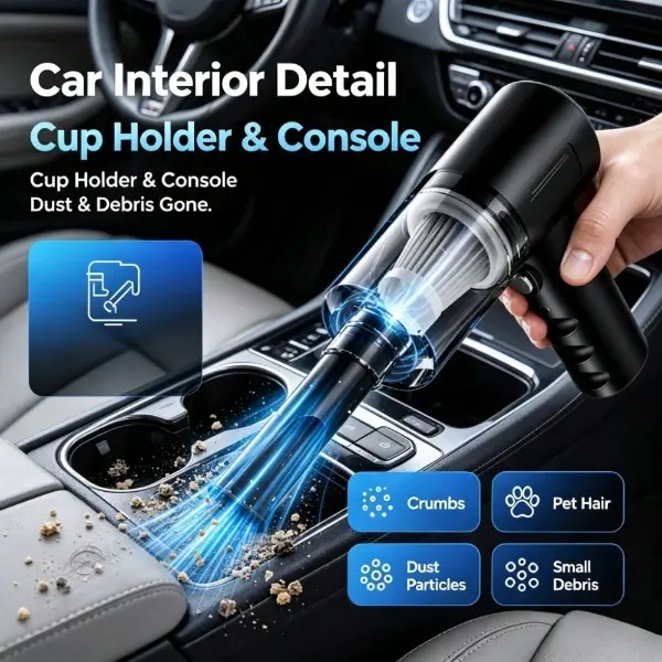 Portable mini handheld vacuum cleaner, rechargeable dust collector, used for cleaning car interiors, household sofas, pet hair, debris, and small garbage