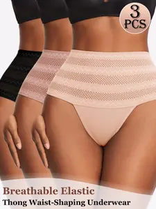 Women's Waist Trainer Panties, 1/3 Pack, Seamless Breathable Elastic Sports Underwear, Tummy Control Thong, Sexy Invisible Briefs for Fitness, Womenswear