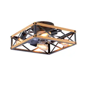 22.6'' Flush Mount Ceiling Fan Light, DC Reversible Motor, Remote Control, 7 PC Blades, 6 Speed, Timing Function, for Bedroom, Living Room (Bulbs Not Included)