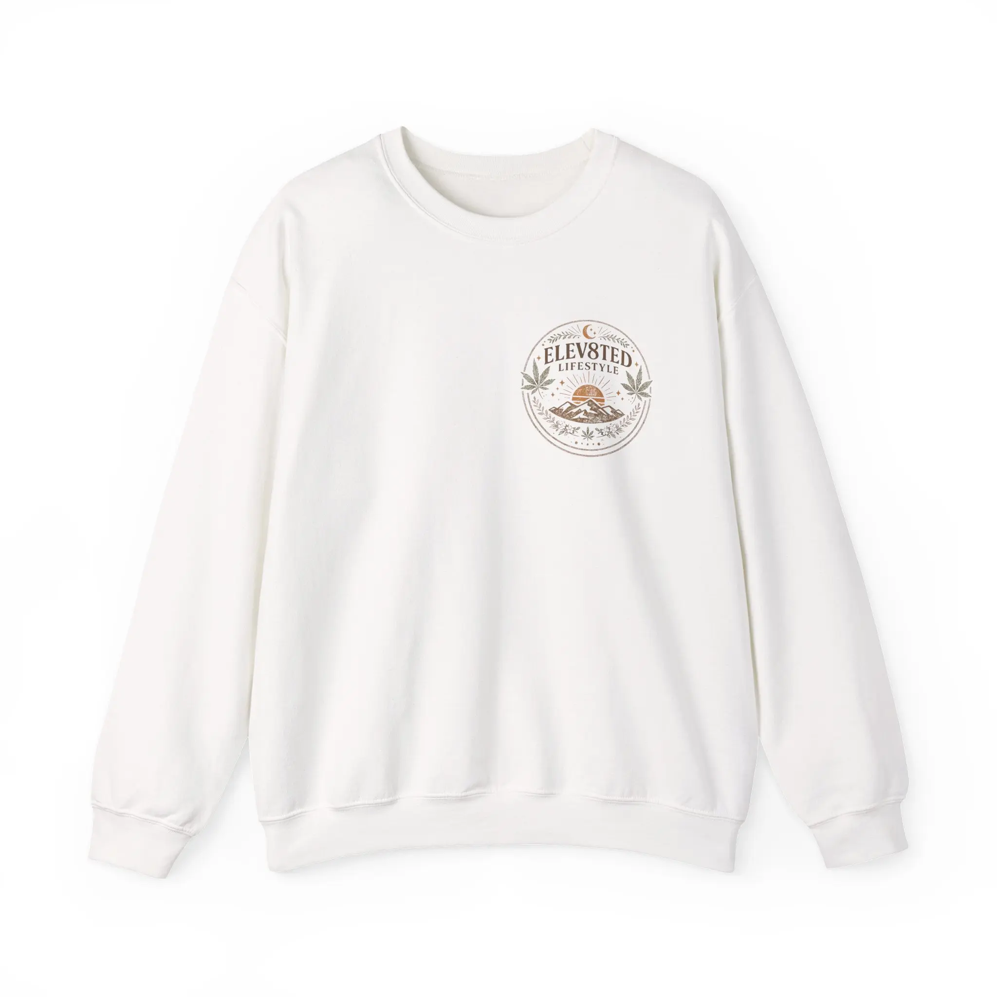 Elevated Lifestyle Mountain Emblem Sweatshirt | Cannabis Leaf Badge