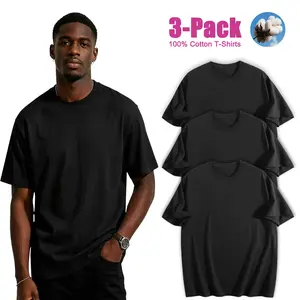 Men's 3-Pack 100% Cotton Classic Crew Neck Short Sleeve T-Shirts - Soft Breathable Solid Casual Tops - Everyday Essential Tshirt Minimalist Relaxed Fit Stylish