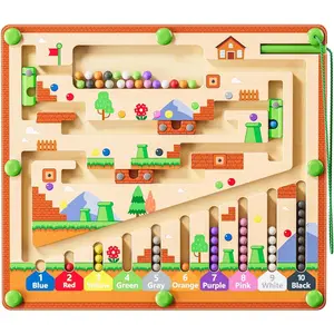 Magnetic Color and Number Maze for Montessori Toys,Wooden Matching Learning Counting Board for Toddler Ages 2-4,Toddler Fine Motor Skills Toys for Boys Girls