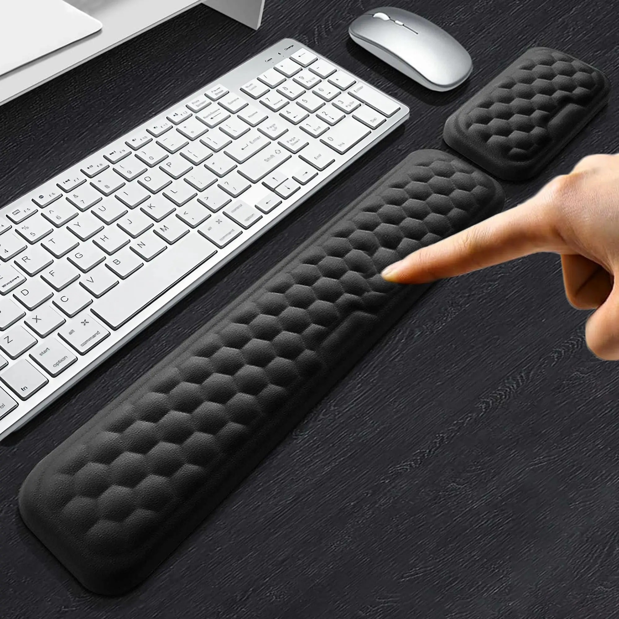 Ergonomic Mouse Pad with Wrist Support, Memory Foam Mouse Pad, Keyboard & Mouse Rest Set, Computer Accessories for Men and Women, Gaming Keyboard Accessories, Computer Peripherals