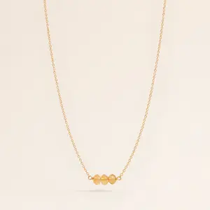 November Birthstone Three Gem Necklace with Faceted Citrine Gems