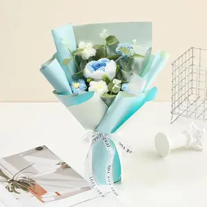 Handmade Crochet Flower Bouquet, Artificial Flower Bundle, Birthday Gift Knitted Yarn Flowers, Home Decor, Party Decoration