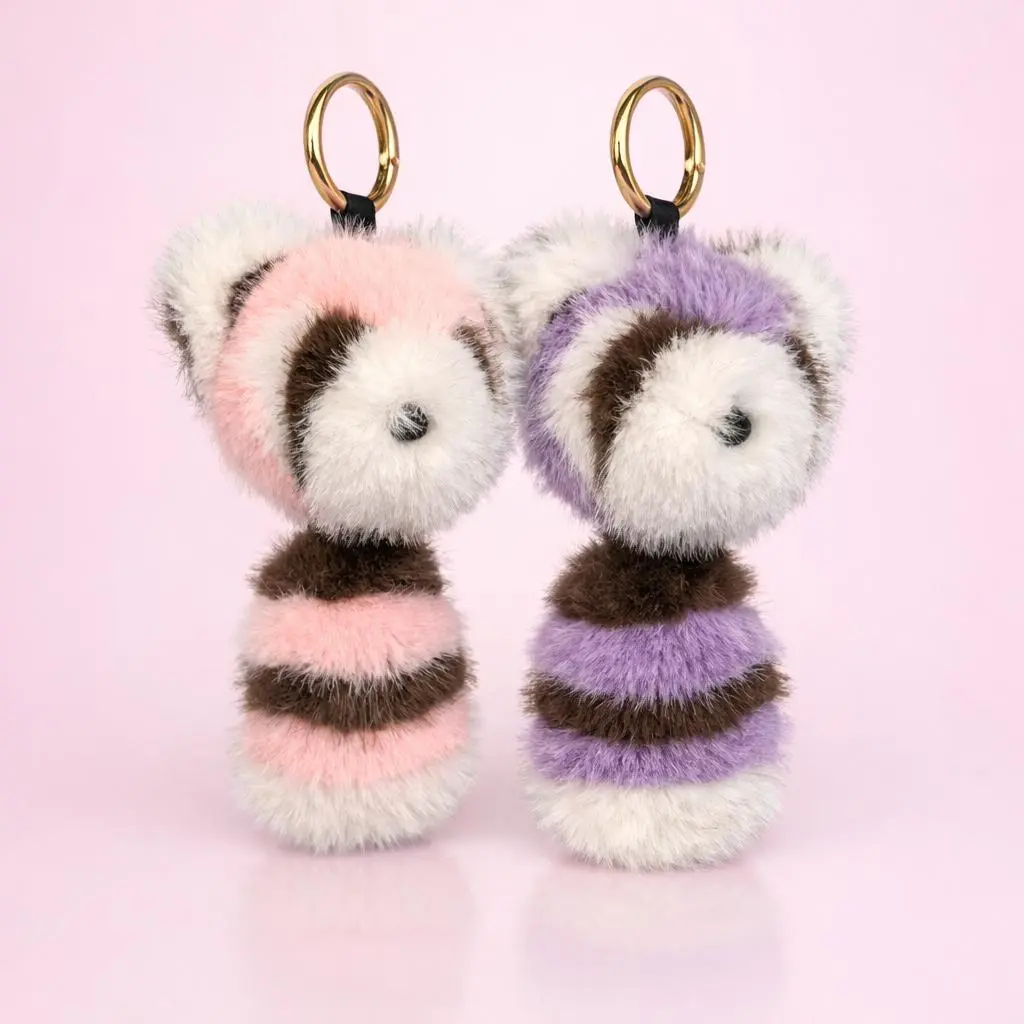 [Summer Picks] Wagging Tail Little Red Panda Car Keychain Pendant Ins Plush Doll Toy Bag Accessories for Valentine's Day Lover's gift Pink
