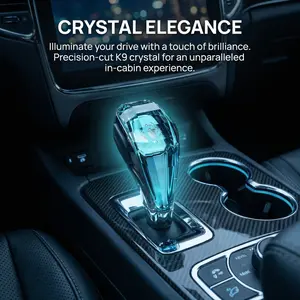 Luxury Crystal LED Gear Shift Lever Handle: Multicolor Glowing Shifter for Automatic Transmission - Rechargeable Interior Decor Upgrade for Modern SUV & Sedan