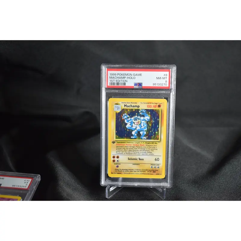1st edition machamp holographic card CGC 10 Machamp 1st Edition Cosmos Holo (Graded Card) – Phurion main image 1
