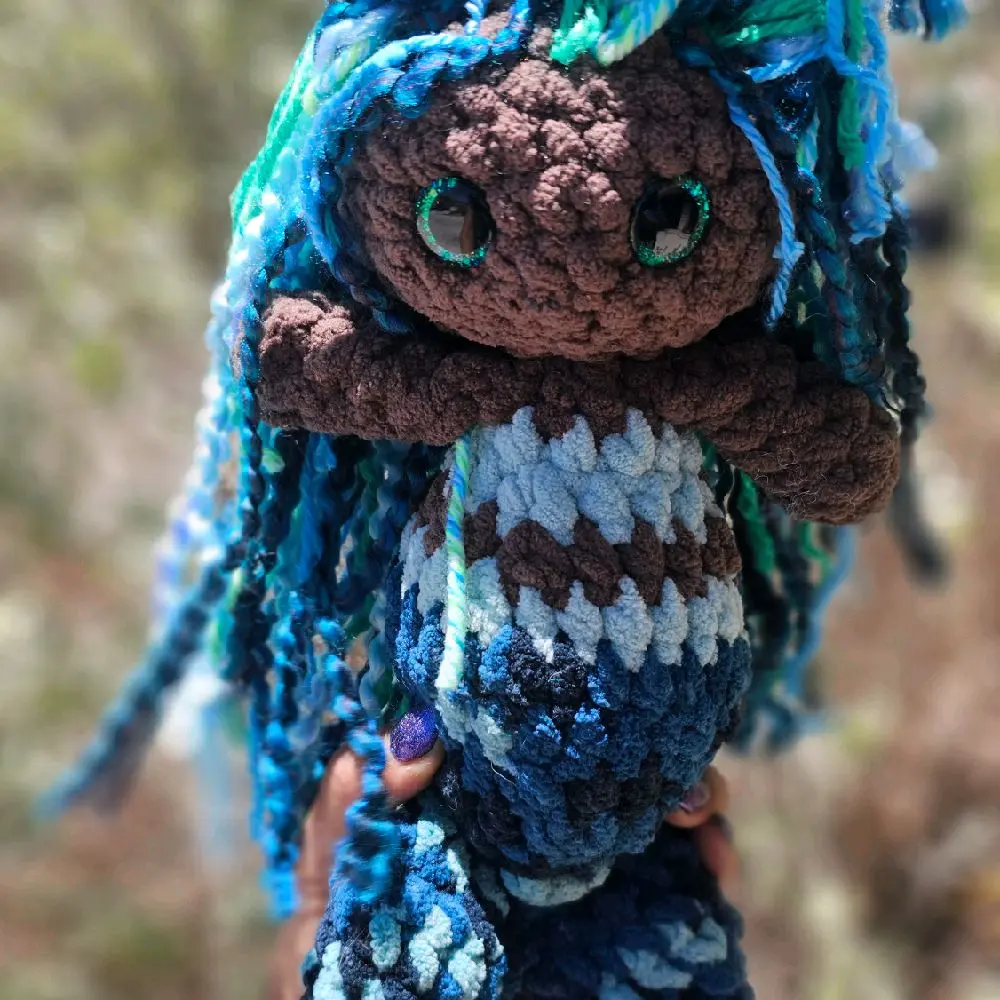 Handmade Crochet Mermaid Plushie Doll – Ocean Themed Amigurumi Stuffed Toy – Chunky Yarn Plush – Soft Custom Gift for Kids & Collectors Blue