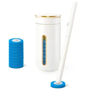 Disposable Toilet Brush, Toilet Bowl Cleaning System with 24 Wand Refill, Clean Brush Starter Kit with 1 Toilet Wand, 1 Storage Caddy and 1 Fragrant Tablet (1 + 24) Set Box