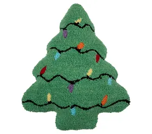 Christmas Tree Shaped Hooked Pillow by Valerie