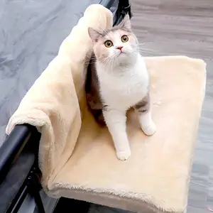 Cozy Flannel Cat Hammock with Removable Cover - Easy to Install, Foldable Metal Frame, Soft & Warm for Indoor & Outdoor Use, Perfect for Small to
