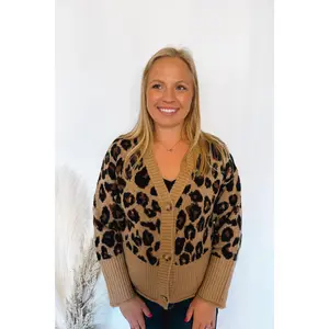 Meet For Lunch Leopard Button Cardigan - Caramel