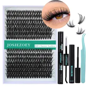 JOSIEZOEY DIY Lash Extension Kit 40D+50D Lash Clusters Kit 9-16MM  Individual Lashes Kit with Lash Bond and Seal,Remover,Tweezers for Eyelash Extension at Home(Kit-40D+50D-9-16MIX-280pcs)