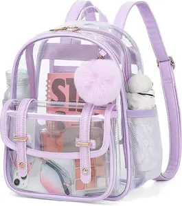 Stylish transparent backpack for sports events, small transparent backpack, mini see-through backpack, suitable for women and girls attending concerts