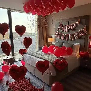 1061pcs Birthday Letter Balloon Set and 15 Red Love Balloons and 30 Latex Balloons and 1000 Petals and Accessories, Suitable for Birthday Party Decoration Balloons, Valentine's Day Decoration Balloons, Confession Decoration Balloons Aluminium Weddinggradu
