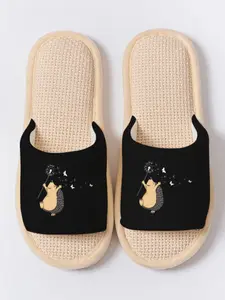 Cure Hedgehog Dandelion Print Toe-Open Slippers, Soft Sole Home Floor Slipper, Anti-Slip Breathable Non-Stinky Feet, All Seasons Casual Shoes