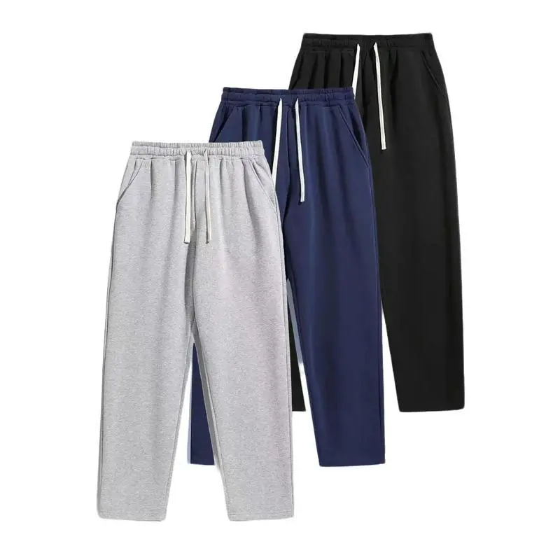Men's Solid Color Fashion Sweatpants, Versatile All-Season Wear, Perfect for Autumn and Winter, Wide-Leg Straight-Fit Casual Street Dance Pants, Comfortable Winter Lounge Pants, Plus Size Casual Sports Trousers with Rivet Details, Stylish and Easy to