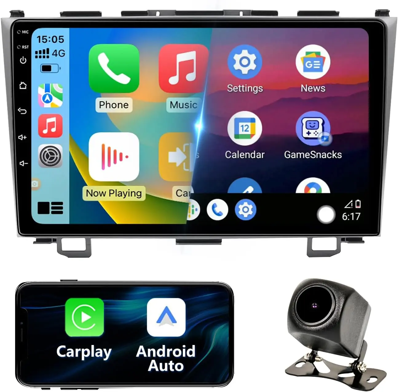 Binize 9-Inch High Definition Android 13 Modern Car Stereo for Honda CRV 2007-2011, Touch Screen Radio with CarPlay, Android Auto, Bluetooth, GPS Navigation, FM, Backup Camera, Smartphone Sync, In-Car Audio Enhancement for Elevated Cycling Experience, Aft