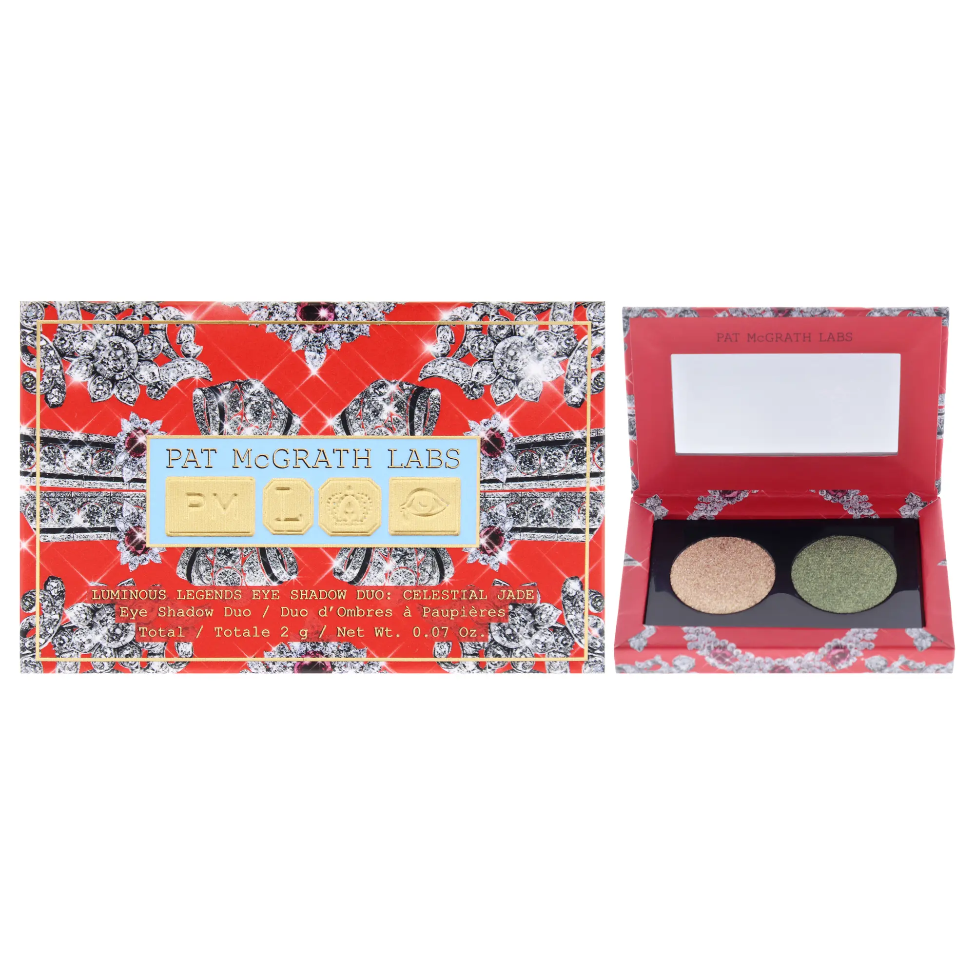 Luminous Legends Eye Shadow Duo - Celestial Jade by Pat Mcgrath Labs for Women - 0.07 oz Eye Glitter Shimmer Eye shadow Glitter Duochrome Eye shadow  palette