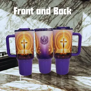 Purple Christian Cross Tumbler – 40oz Faith Inspired Travel Mug