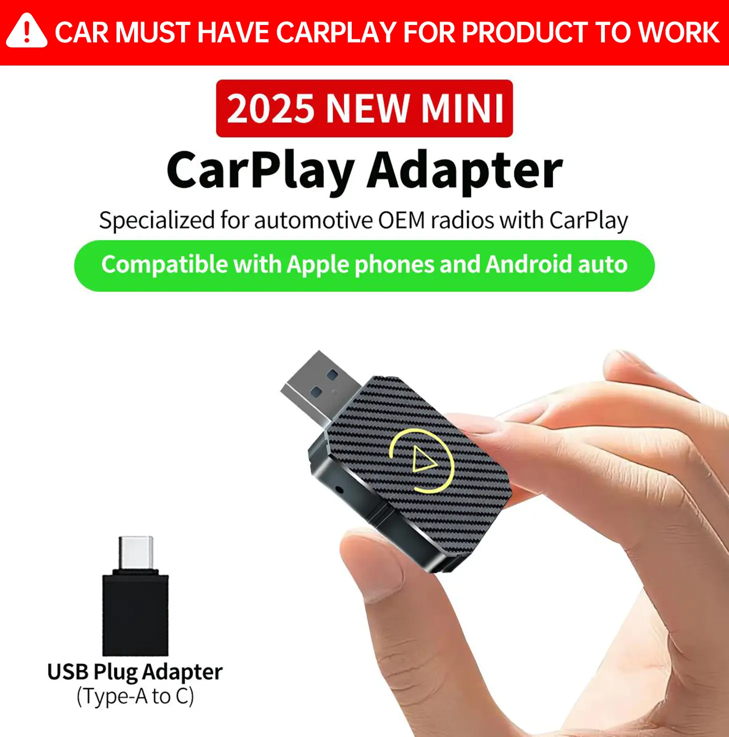 【SummerFinds】Yurnlv Wireless Apple CarPlay Adapter for Factory Wired Cars from 2016 Onwards - 2-in-1 Wireless CarPlay & Android Auto Adapter Easier Connectivity Compatibility Stable, Faster, Automotive