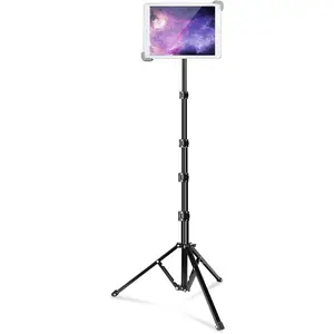 iPad Tripod Stand,  Alloy iPad Stand, 360 Rotation Adjustable Height iPad Stand Holder for Floor, Universal Compatible with  7.9-11 Inch Tablet