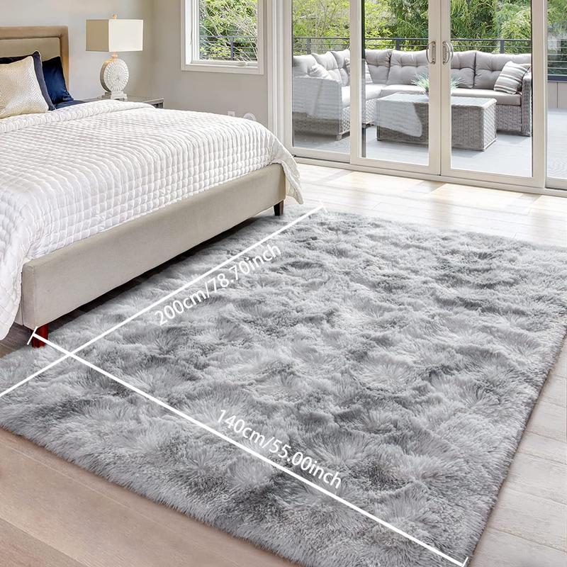 Modern Long Pile Polyester Fiber Rug, Fluffy Modern Rug, Rectangular Carpet for Living Room & Bedroom, Home Use, Multiple Sizes Available