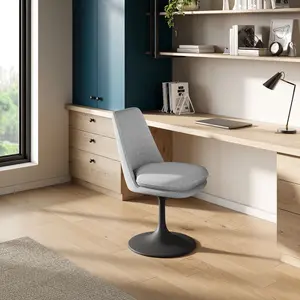 Lippa Upholstered Swivel Dining Chair in Black Light Gray