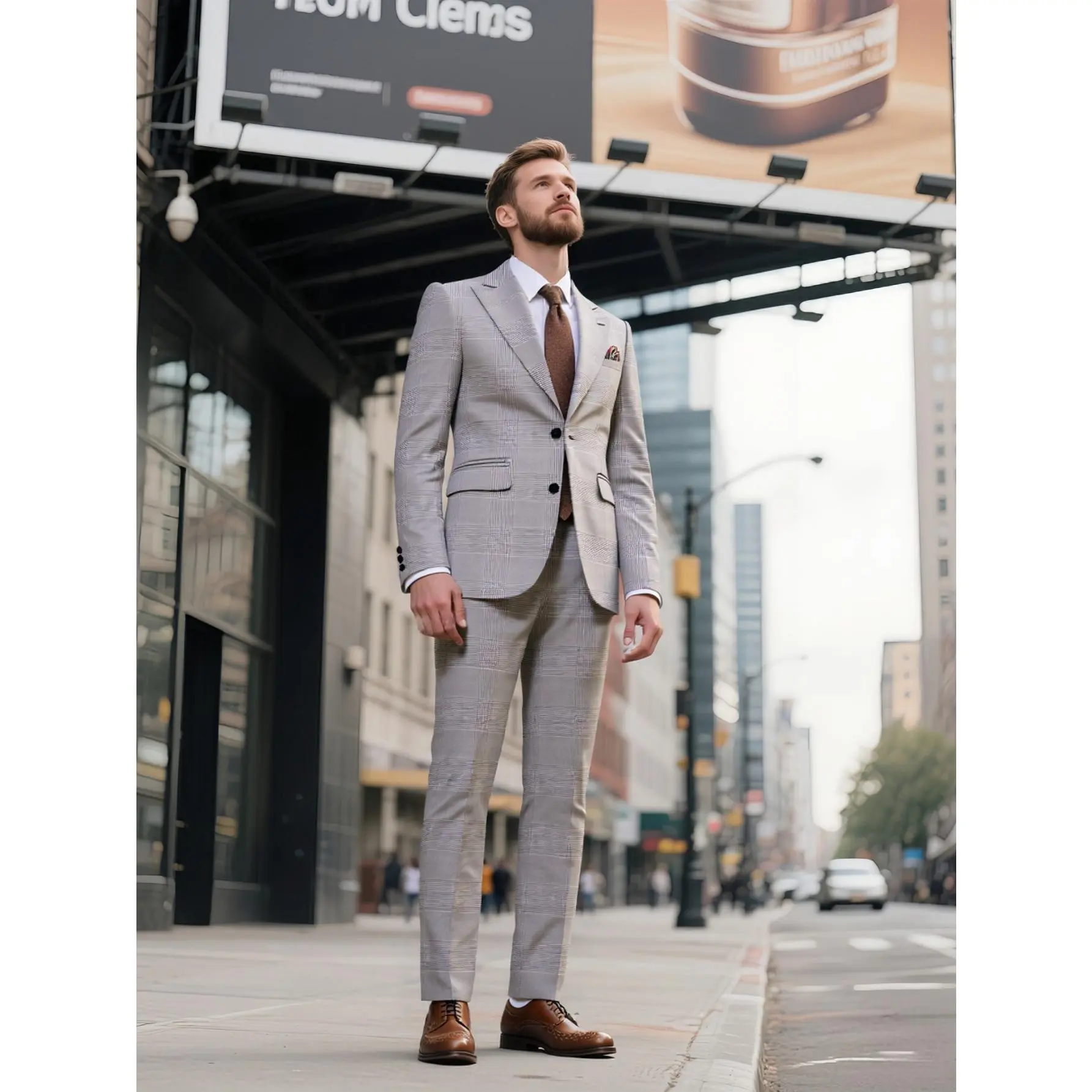 Men's 3-Piece Plaid Matching Suit Set - Tailored Fit 2-Button Menswear Formal Wear with Long Sleeve Jacket, Vest & Pants for Business, Weddings, Traditional Occasions, Longsleeves, Classic, Checked, Two-Button Vest
