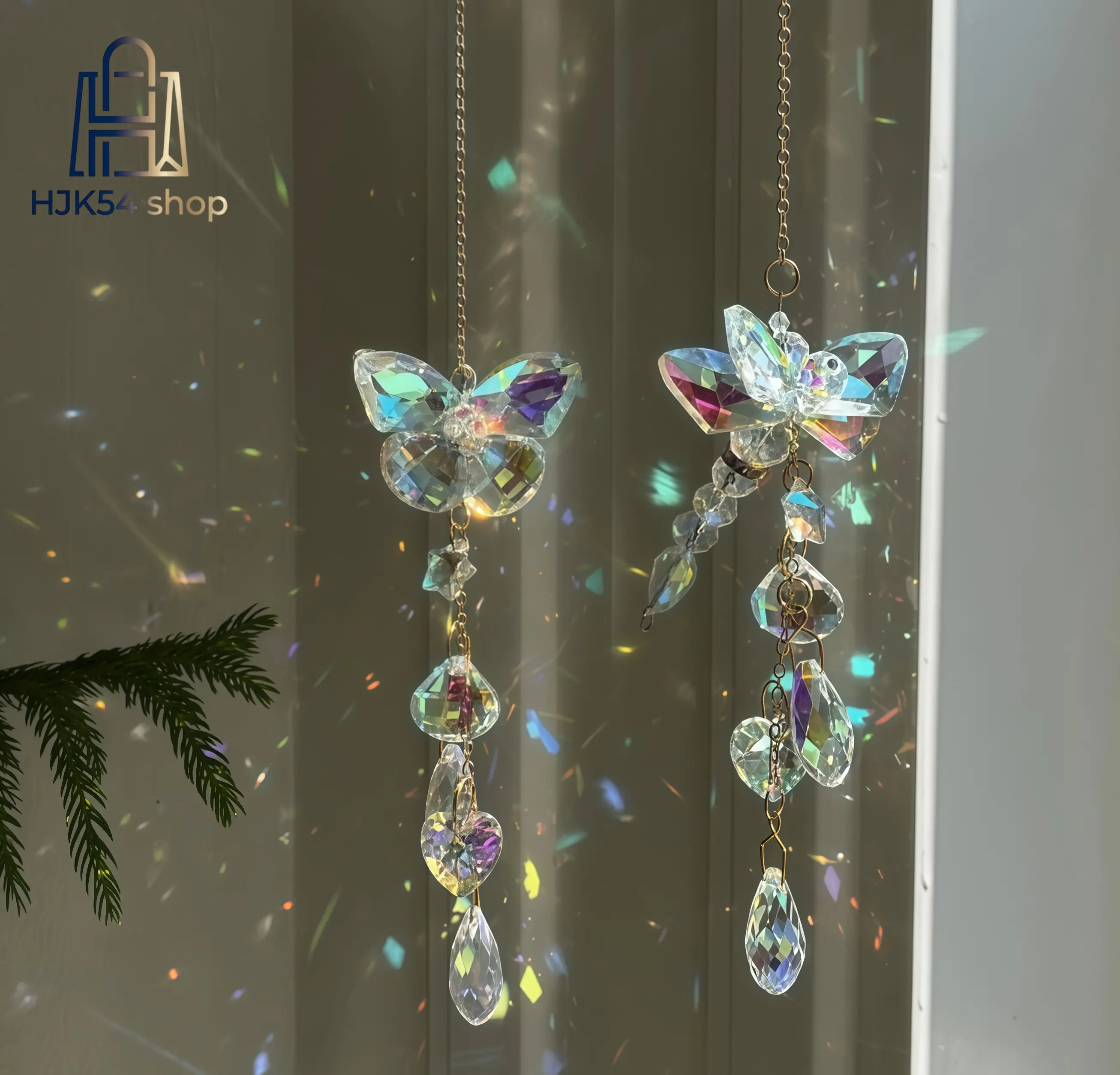 Butterfly & Dragonfly Suncatcher Set, Bohemian Hanging Crystal Charms with AB Coated Rainbow Maker Prisms for Window & Garden Decoration, Butterfly-Shaped Charms & Pendants, Heart, Mariposa Butterfly Crystal Charms & Pendants