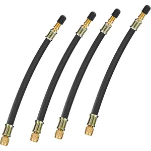 4pcs Valve Stem Extenders, 8.25 Inch Flexible Extension Tire Valve Adaptor Compatible for Harleys, RV, Stroller, Bicycles, Motorcycles and Portable Air Compressor