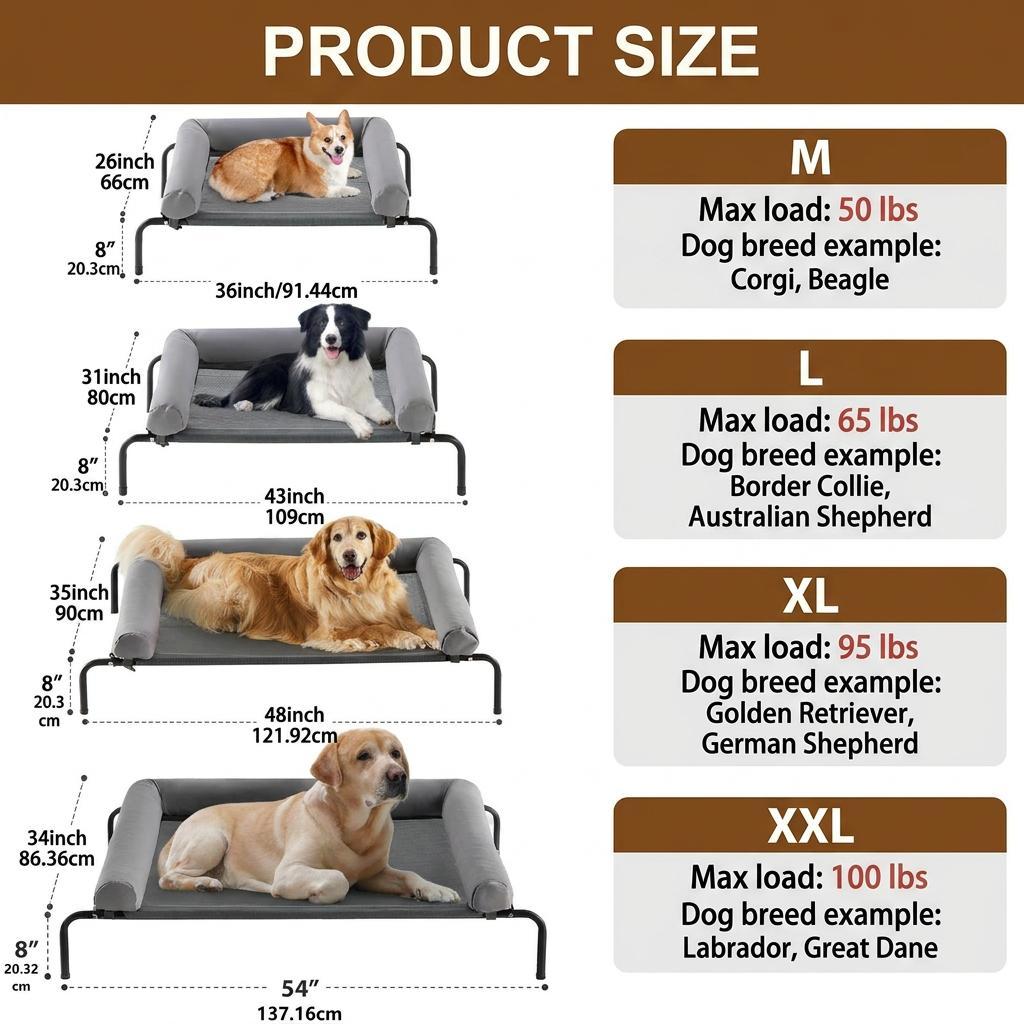 Elevated Cooling Dog Bed Raised Dog Cots Beds for Large Dogs, Summer Outdoor Dog Bed for Large Dogs, Chew Proof Portable Cooling Pet Cot Skid-Resistant Feet, Frame with Breathable Mesh Elevated Cooling Dog Bed Raised Dog Cots Beds for Large Dogs, Summer Outdoor Dog Bed for Large Dogs, Chew Proof Portable Cooling Pet Cot Skid-Resistant Feet, Frame with Breathable Mesh