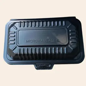 Clamshell 9x6 Black - 150/Case Disposable Microwaveable Containers Compact Versatile Design Durable Construction Secure Fit for Medium Meals Kitchen Utensils