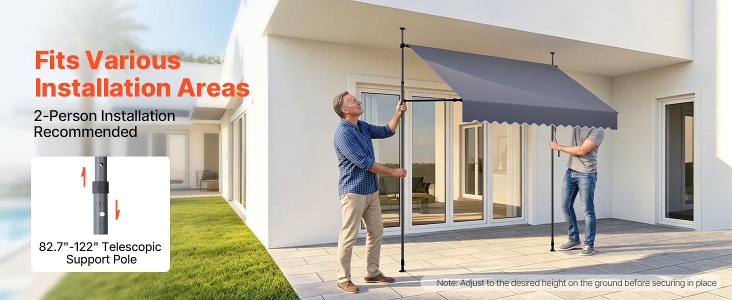 VEVOR Manual Retractable Awning, 98" Outdoor Retractable Patio Awning Sunshade Shelter, Height Adjustable Patio Door Window Canopy with Manual Crank Handle for Backyard, Garden, Balcony, Dark Gray VEVOR Manual Retractable Awning, 98" Outdoor Retractable Patio Awning Sunshade Shelter, Height Adjustable Patio Door Window Canopy with Manual Crank Handle for Backyard, Garden, Balcony, Dark Gray