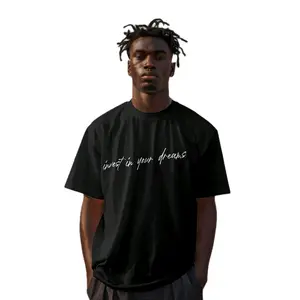 Inspirational T-Shirt Invest In Your Dreams Black Cotton Graphic Tee for Men