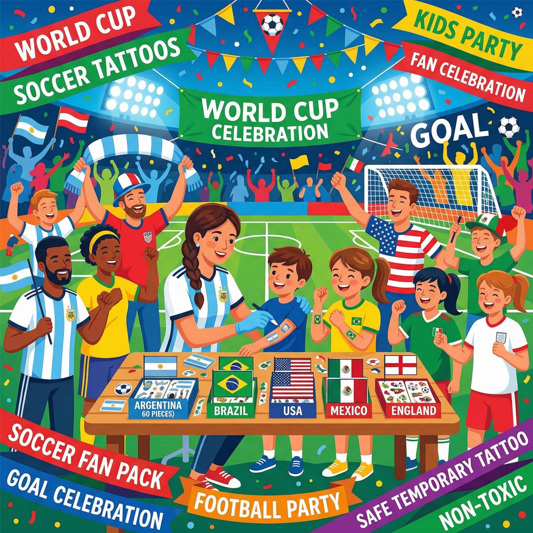 World Cup Fan Gear - Bucket Hat, Silicone Wristband & Temporary Tattoos for Argentina, Brazil, USA, Mexico, England Fans | Soccer Party, Stadium Cheering, Sports Accessories