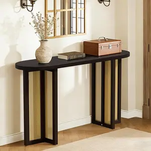 OMCHOM Narrow Entryway Console Table Boho Style, 48 Inch Sofa Table with Leveling Feet, Hallway Furniture for Small Spaces Living Room Behind Couch, Easy Assembly