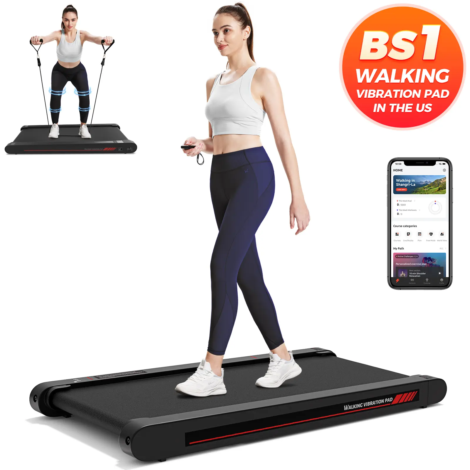 P1 Quiet Multifunctional Smart Walking Vibration Pad - Portable Walking  Machine, Servo Motor, Remote Control & APP, 22 Lbs Home Gym Treadmill for  Home & Office, Under Desk Fitness Equipment