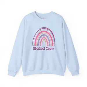 Medical Coder Boho Rainbow Sweatshirt Crewneck Fabric