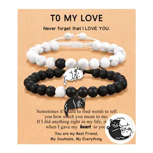 Couple Gift, Matching Cute Cat Couples Bracelets Christmas Anniversary Valentine's Day Gift for Girlfriend Boyfriend Women Men Cat Lover Best Friend Husband Wife
