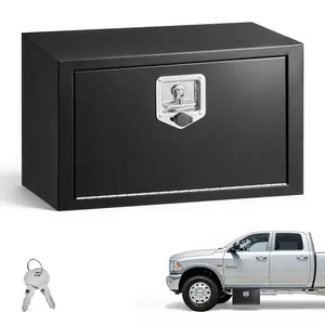 【Summervibes】VEVOR Underbody Truck Tool Box, 24 x 12 x 14 Inch Heavy Duty Steel Trailer Storage Box with Lock & Keys, Waterproof Trailer Storage Organizer Under Body Chest with T-Handle for Truck, Van, SUV, Black