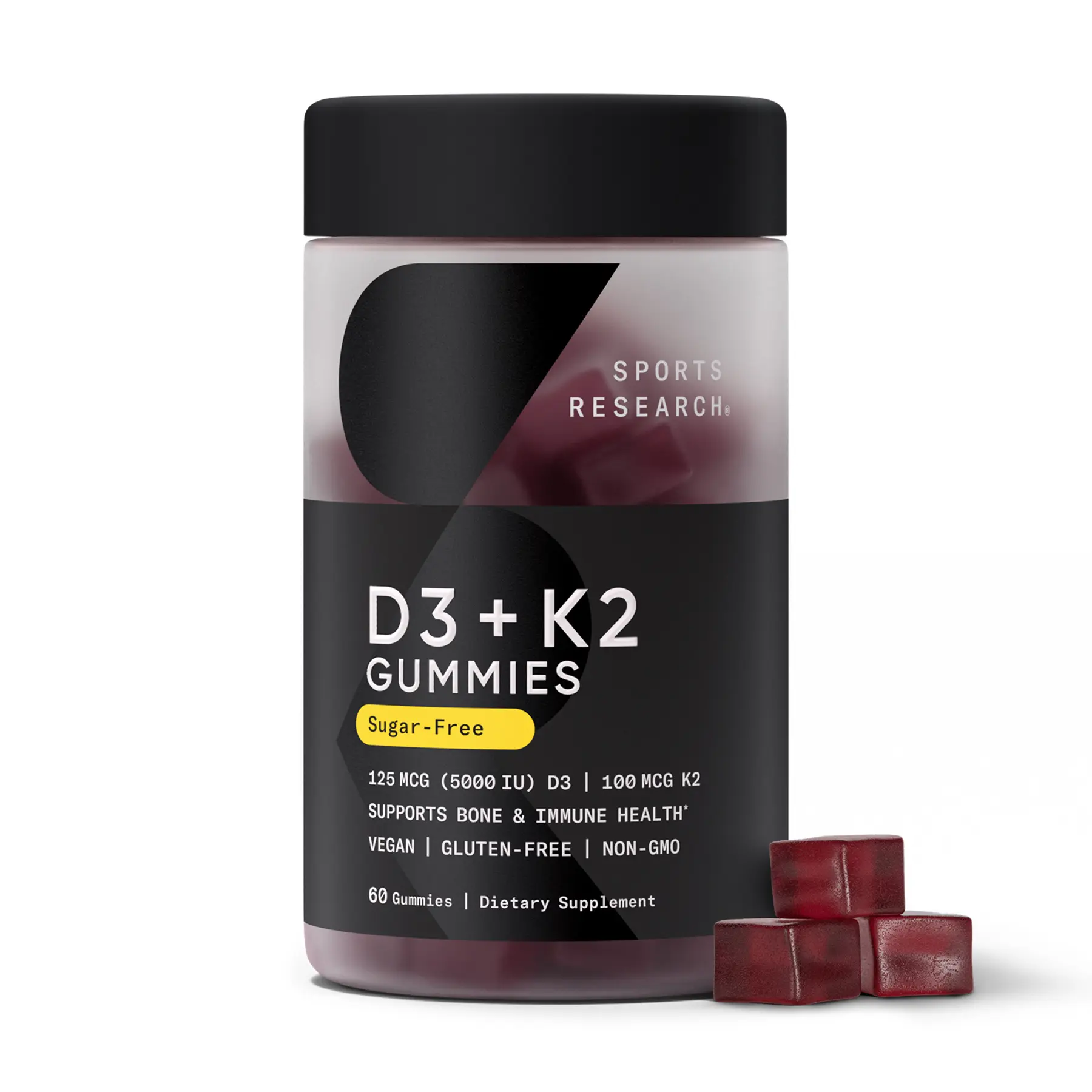 Sports Research® Vegan Vitamin D3 + K2 Sugar-Free Gummies, 60 Count Sports Research® Vegan Vitamin D3 + K2 Sugar-Free Gummies, 60 Count