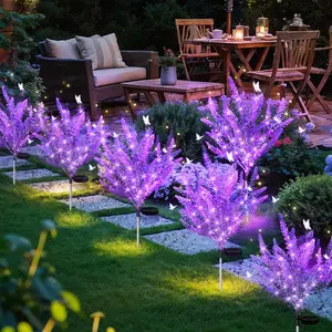LED Solar Outdoor Lawn Light, 7 Head Lavender Flower Lamp, Water Resistant Outdoor Landscape Lights Garden Decorative Lights for Yard, Pathway, Backyard, Mother's Day Gift